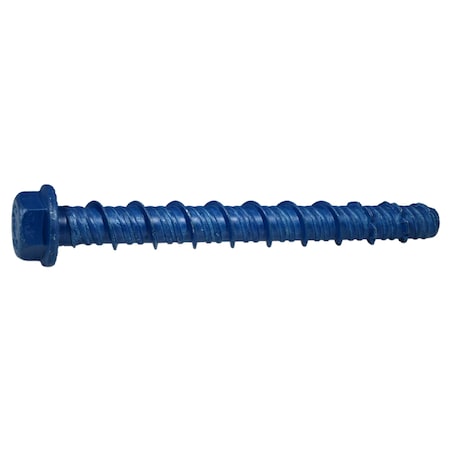 Torquemaster Masonry Screw, 3/8" Dia., Hex, 4" L, Steel Blue Ruspert, 50 PK 53249